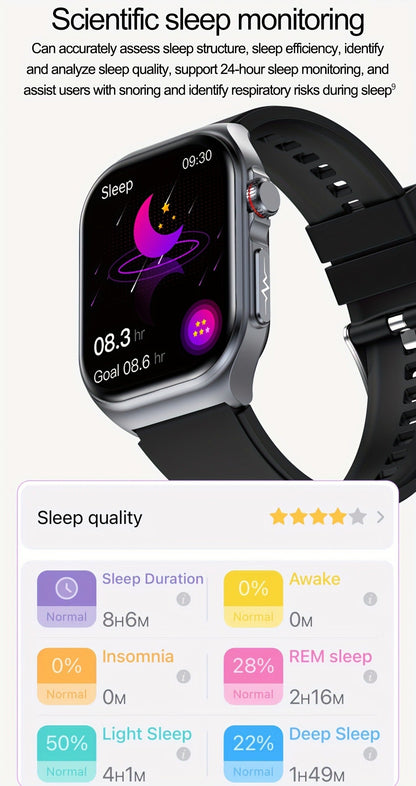 Smart Watch 2.04-Inch AMOLED Display with Bluetooth 5.3 Calling, 530mAh Battery and Six Strap Options