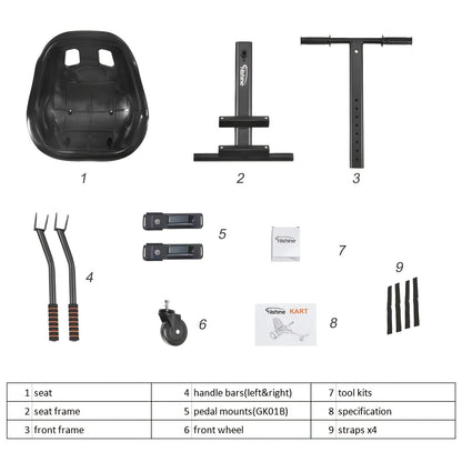 Hoverboard Go Kart Seat Attachment Kit for Kids 6.5"-10" Self Balancing Scooter Conversion Accessories with Off-Road Tires
