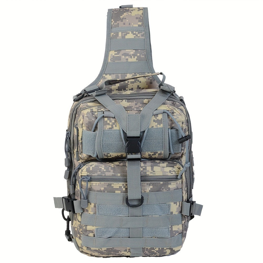 Multi-Pocket Tactical Chest Sling Bag with Adjustable Shoulder Strap in Black, Fern Green or Khaki