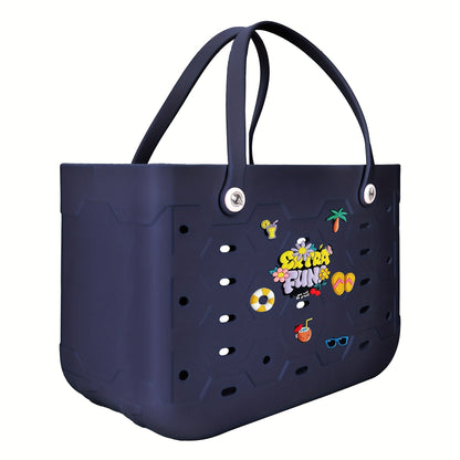 EVA Beach Bag for Women with Drainage Holes Waterproof Tote Bag Summer Outdoor Camping Shopping Travel Bag with Cute Decorations