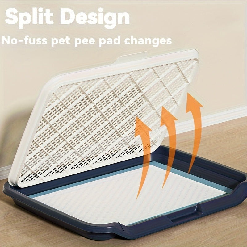 Indoor Dog Potty Tray with Removable Grating – Leak-Proof Puppy Training Toilet, Washable Pee Pad Holder for Apartments