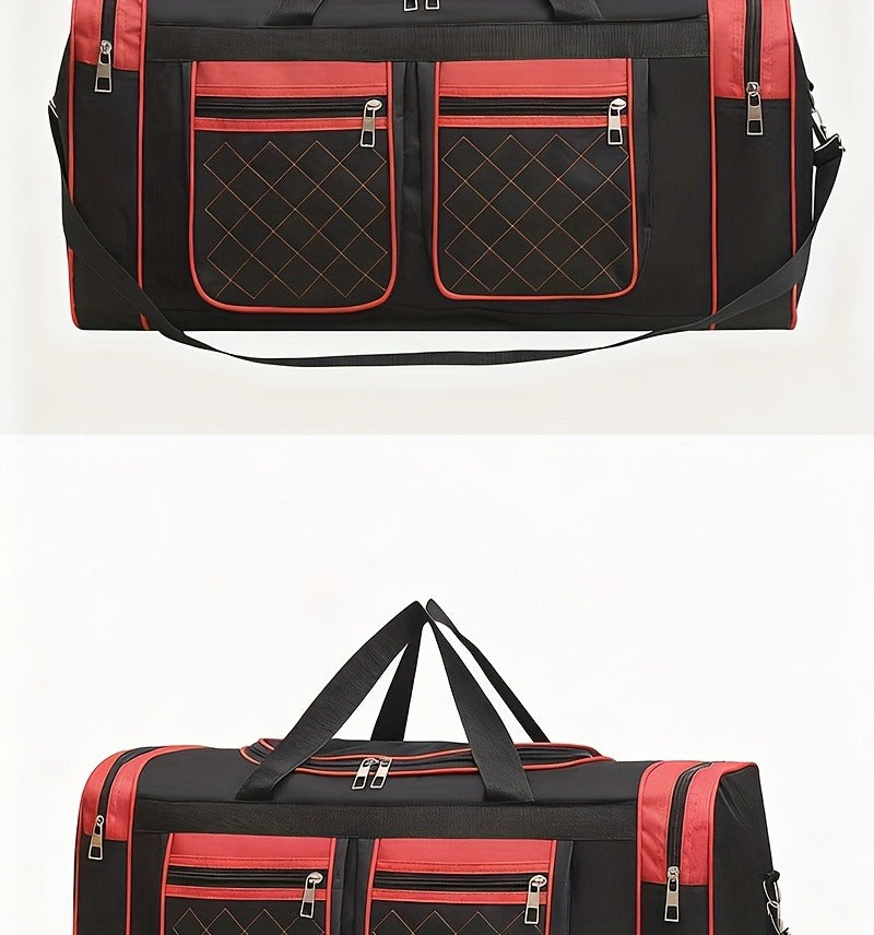 Gym Duffel Bag Large Capacity Travel Bag for Men Women Heavy Duty Polyester Multi Pocket Adjustable Shoulder Strap Zipper Closure
