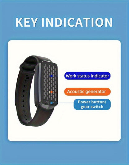 Mosquito Bracelet, Ultrasonic Soundwave Technology, USB Rechargeable, Wristband for Camping Outdoor Hiking Travel
