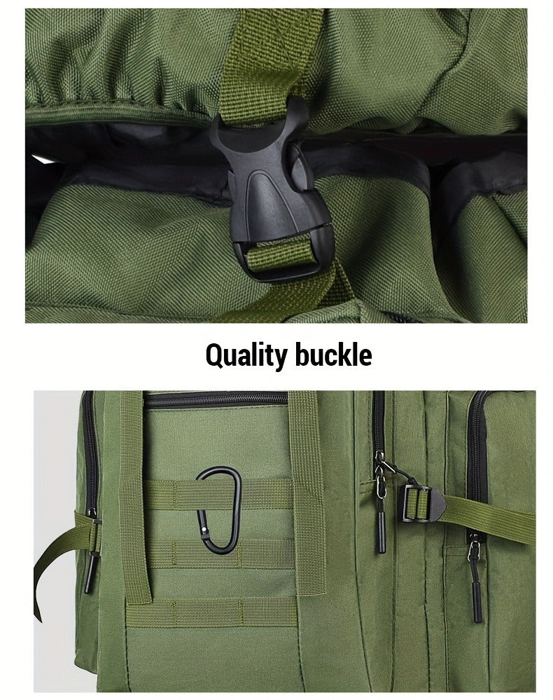 100L-Labeled Tall Tactical Rucksack with Roll-Top Compartment, Lower Pouch and Five Color Options