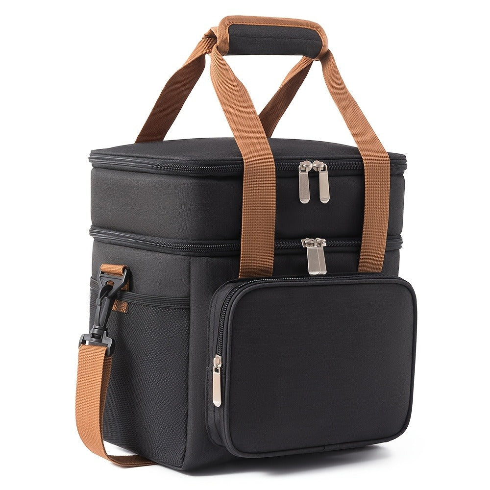 Insulated Lunch Bag with Shoulder Strap – Double Layer Leakproof Cooler Tote for Women Men Work Office School Picnic Beach Outdoor