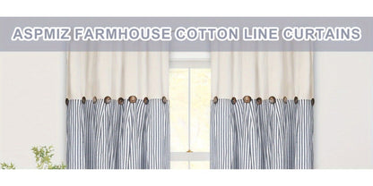 Semi Sheer Curtains Bohemian Linen Cotton Patchwork Grommet Top Window Drapes for Bedroom Living Room Kitchen Bathroom Cafe