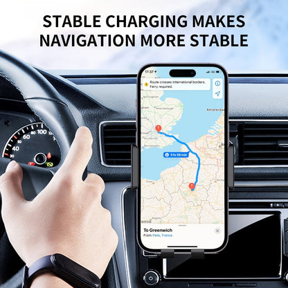10W Auto-Sensing Car Phone Mount with Wireless Charging Clamp, Vent Clip and Suction-Style Base