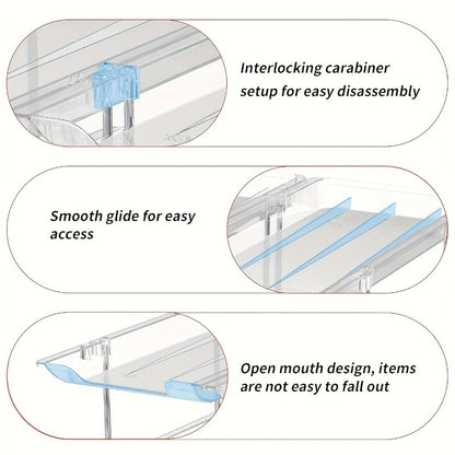 3-Tier Can Organizer Rack, 3-Set Clear Plastic Rolling Pantry and Refrigerator Storage for Up to 36 Cans