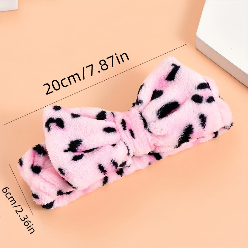 Bow Skincare Headbands for Women 6 Pack Patterned Soft Fabric Elastic Hair Bands for Makeup Spa Shower Face Washing Skincare Routine Beauty