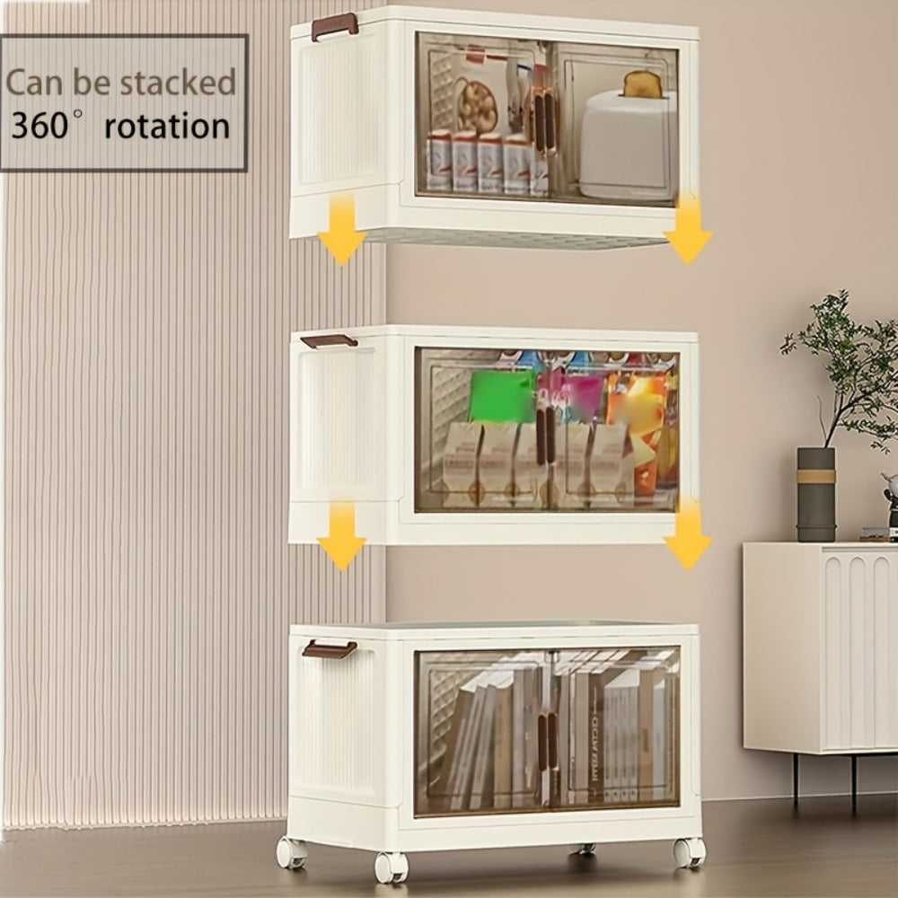 Storage Cabinet Collapsible Modular Locker with Magnetic Doors, Wheels and One to Five Layers