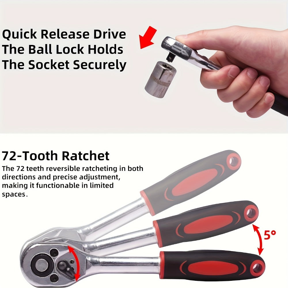 Professional Automotive Tool Set 55 / 63 / 96-Piece – Ratchet Socket Wrench Kit for Car & Bicycle Maintenance | High-End Mechanic Hand Tools