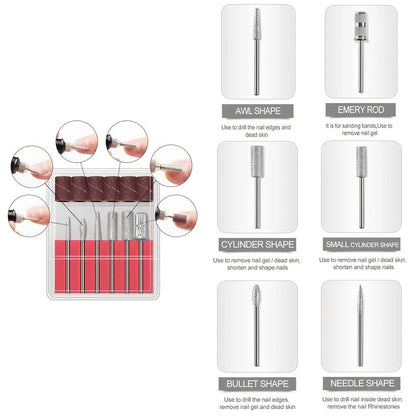 Electric Nail Drill 20000 RPM Console Kit with 6 Bits, 50 Sanding Bands and Standard or 8-in-1 Options