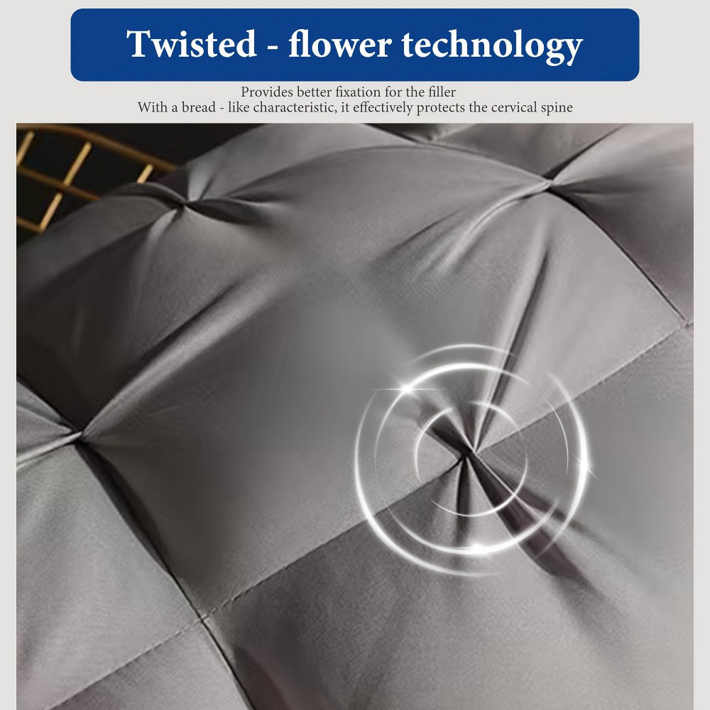 Bed Pillow Set of 2 with 900g Polyester Fill, Twisted-Flower Quilting and Adjustable Zipper