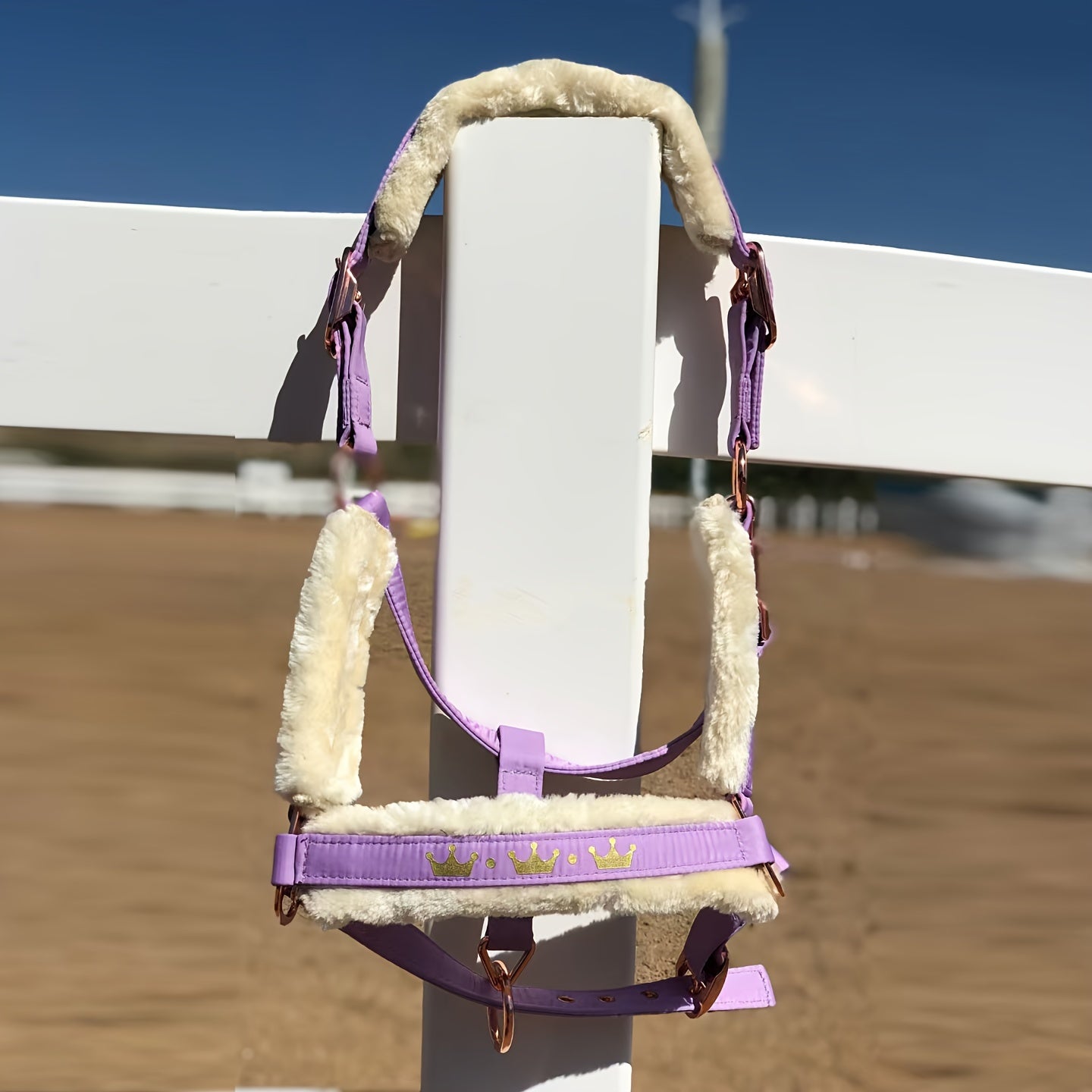 Horse Halter with Detachable Faux Fur Band & Glossy Buckle – Adjustable Head Collar for Horses, Available in 15 Colors & 3 Sizes FULL COB