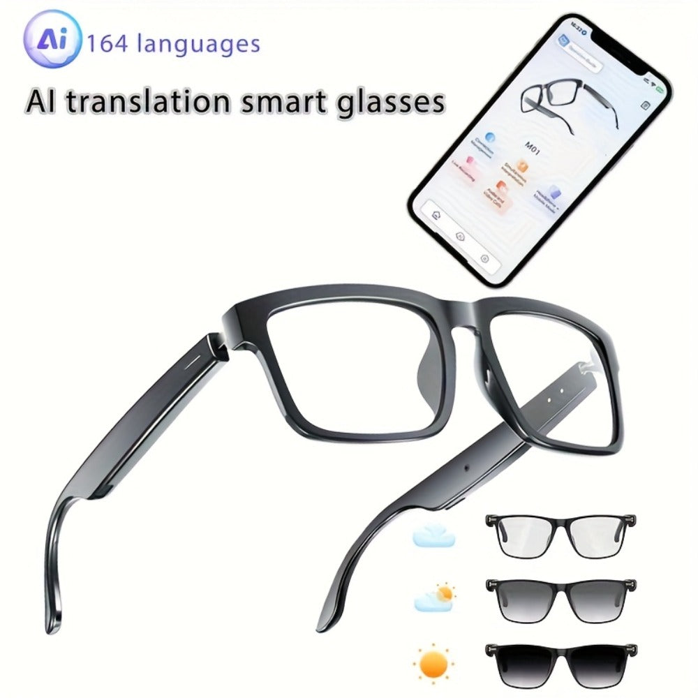 Smart Glasses Camera and Camera-Free Eyewear with Photochromic, Transparent and Black Lens Options