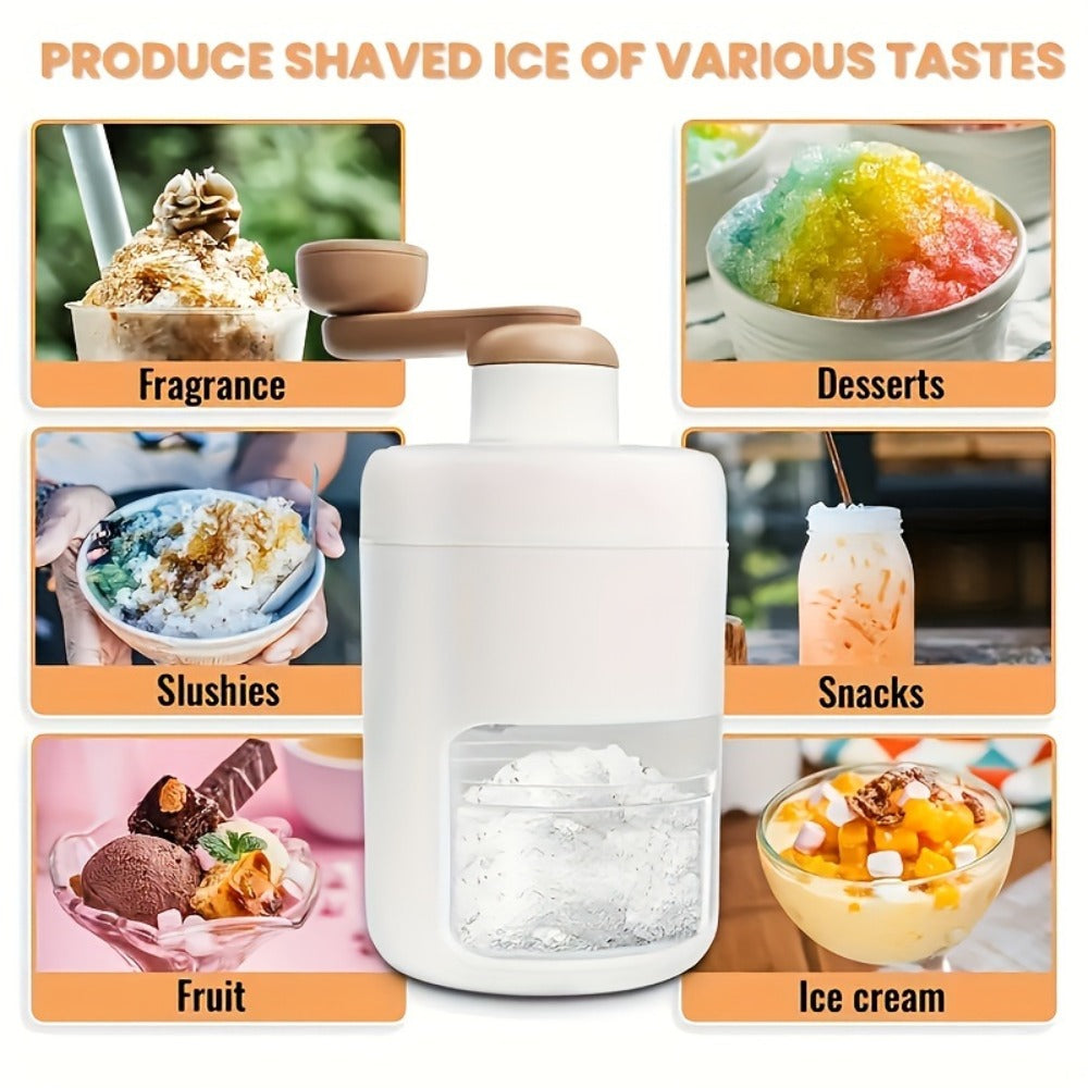 Manual Ice Shaver Machine, Hand-Powered Snow Cone Maker & Ice Crusher, Portable for Home, Parties