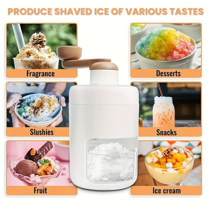 Manual Ice Shaver Machine, Hand-Powered Snow Cone Maker & Ice Crusher, Portable for Home, Parties