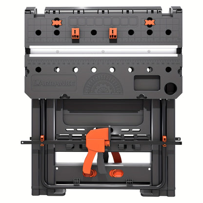 Folding Workbench Sawhorse 2-in-1 Height Adjustable Aluminum Legs Clamp Force with 4 Woodworking Clamps for DIY Garage Workshop Portable