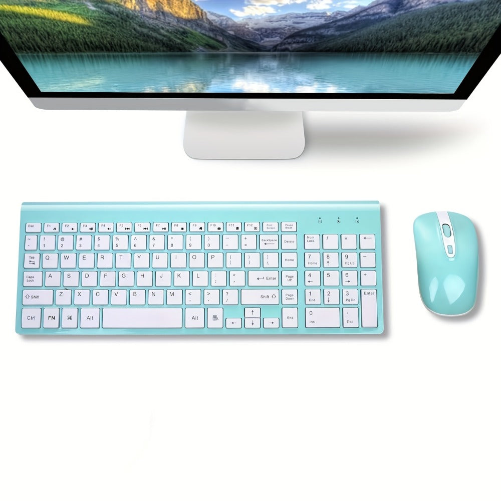 2.4G Wireless Keyboard and Mouse Combo Ultra-Thin Slim Full Size with Numpad Silent Keys Plug for an Everyday Personal Care Routine