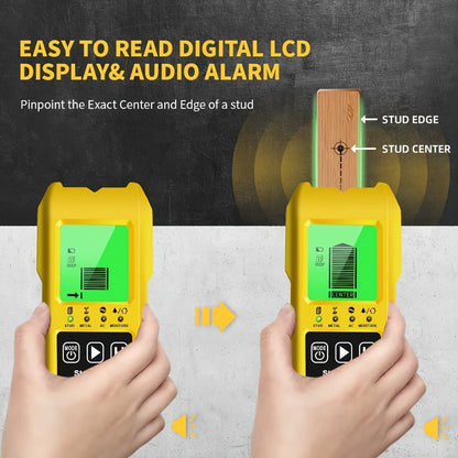 Stud Finder Wall Scanner 7-in-1 LCD Display Sound Alert, Wood Deep Stud Metal AC Wire Moisture Meter Temperature Sensor