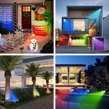 Solar Landscape Lights 2-in-1 Wall & Ground, Independent Adjustable Solar Panel, 8 Color Modes Outdoor Solar Spotlight for Garden