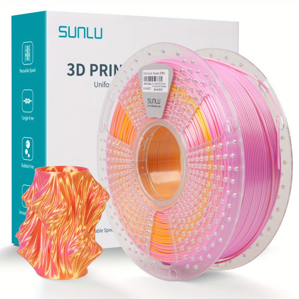 3D Printer Filament SUNLU Dual-Color Silk PLA+ 1.75mm 1kg Spool with Ten Glossy Two-Tone Options