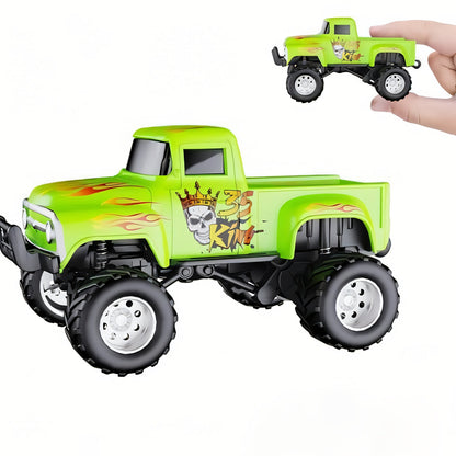 RC Monster Truck 1:64 Scale Alloy Shell with LED Lights, Multi-Control Modes, Adjustable Speed & Steering