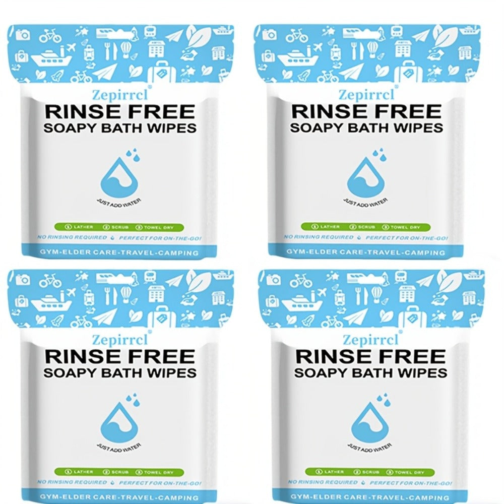 No-Rinse Disposable Bath Wipes 100pcs Large 11.81in - Foaming Body Cleansing Cloths Soap for Bath Time, Home Spa and Personal Care