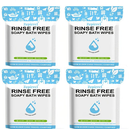 No-Rinse Disposable Bath Wipes 100pcs Large 11.81in - Foaming Body Cleansing Cloths Soap for Bath Time, Home Spa and Personal Care