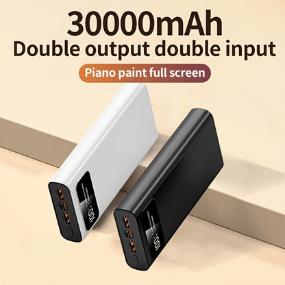 Power Bank 30000mAh 22.5W with Two-Way Charging, Dual USB, USB-C and Digital Display in White