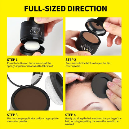Hairline Powder Root Touch-Up Kit with Refill & Brush – Waterproof Instant Grey Hair Concealer Fills Sparse Hairline Bald Spots Eyebrow