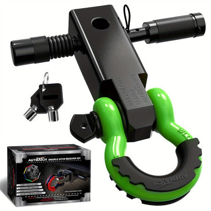 Shackle Hitch Receiver Kit 2 Inch – 45, 000 lbs Break Strength, Drop-Forged Steel, Lock Pin & D-Ring, Fits Truck RV ATV Boat, 8 Colors