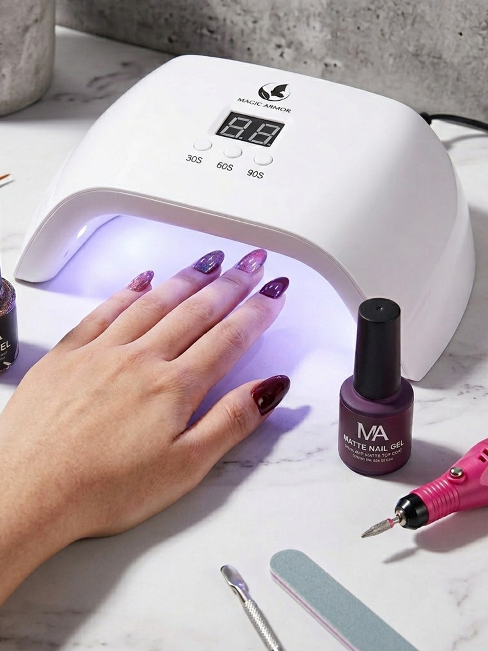 35-Color Gel Nail Polish Kit with UV LED Lamp, Electric Nail Grinder, Four Top Coats and Decoration Tools