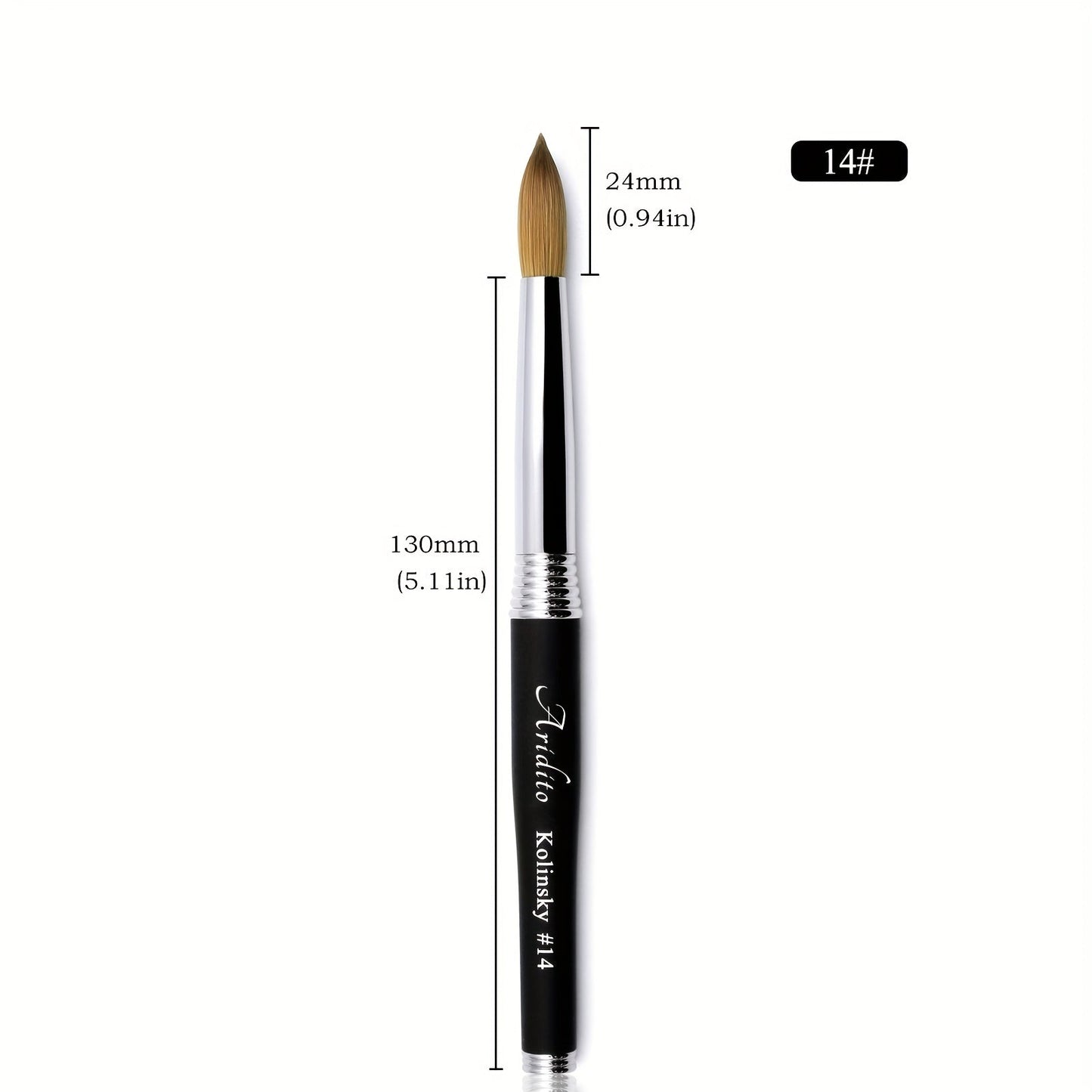 100% Pure Kolinsky Round Head Acrylic Nail Art Brush Black Metal Handle Size 12 14 16 18 – Professional Nail Extension & Acrylic Powder