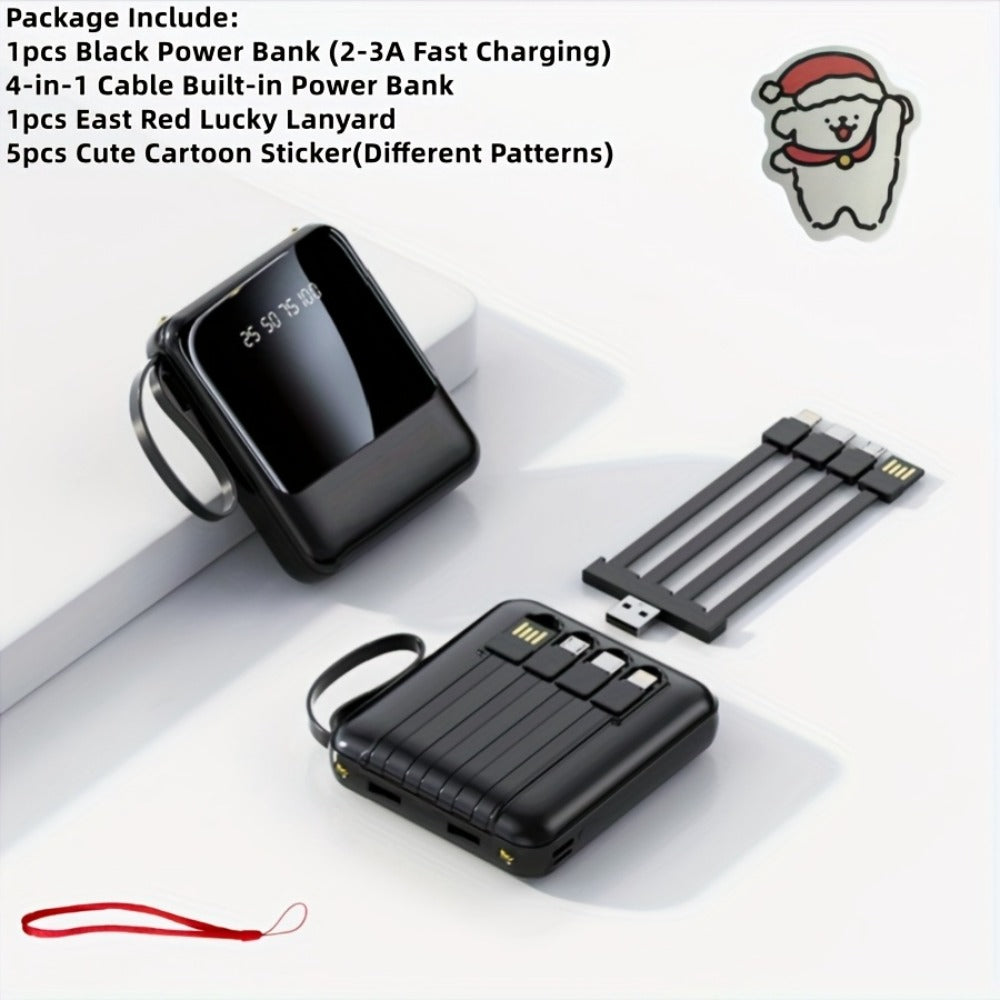 Power Bank 10000mAh with Built-In Cable Set, 5W/15W/22.5W selections, Display and Lanyard for Travel