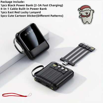 Power Bank 10000mAh with Built-In Cable Set, 5W/15W/22.5W selections, Display and Lanyard for Travel