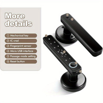 Smart Door Lock Handle with Fingerprint Keypad IC Card App and Key in Single or Double Row Options