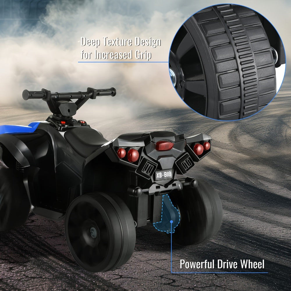 Kids Electric Ride-On ATV 4-Wheeler Quad with LED Headlights Foot Pedal Accelerator Anti-Slip Tires 55 lbs Capacity Outdoor Birthday Gift