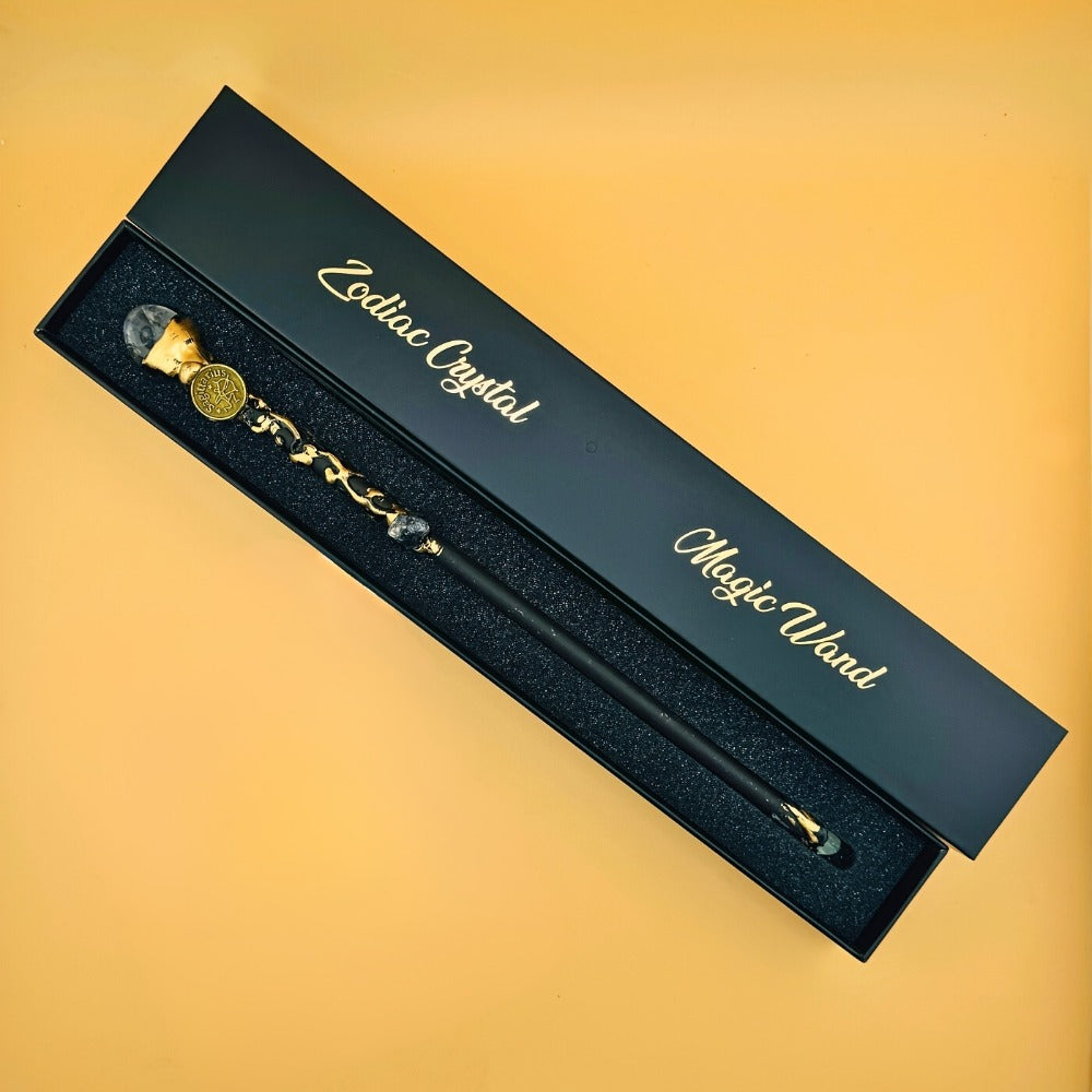 Zodiac Crystal Magic Wand with Gift Box – Handmade Astrology Wand All 12 Signs Aries Taurus Gemini Cancer Leo Virgo Libra Scorpio