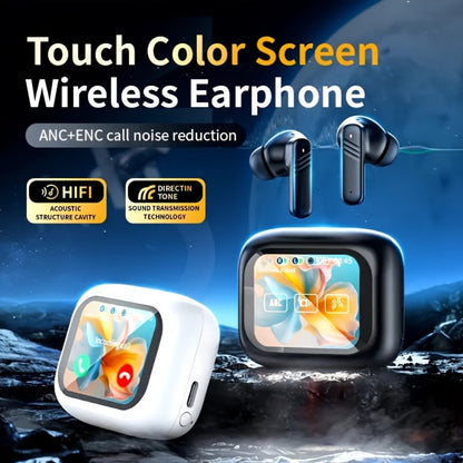 Wireless Earbuds Bluetooth 5.4 with ANC and ENC, LED Touchscreen Case and Black or White Options