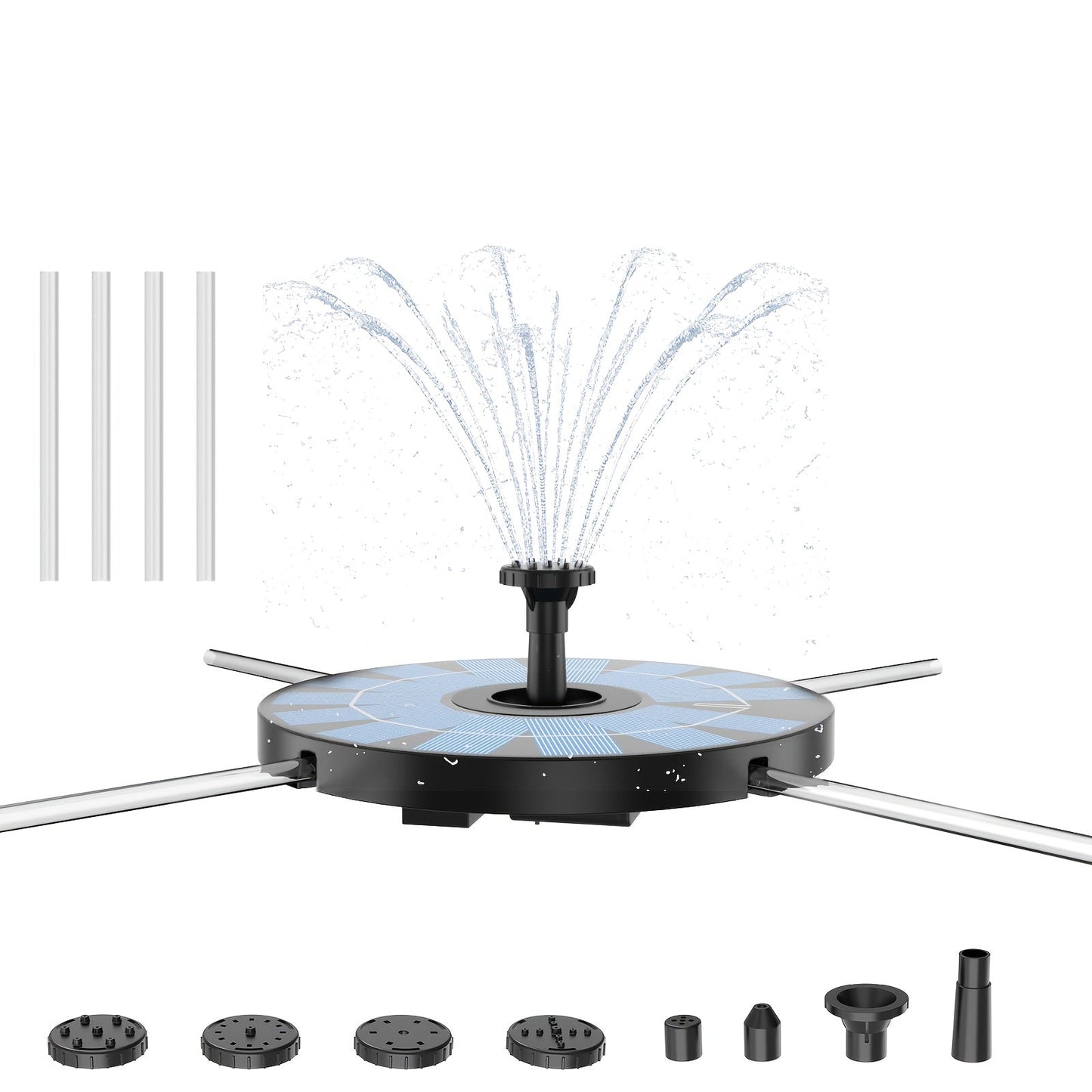 Garden Fountain Solar Powered with Support Rod for Garden, Pathway and Patio Lighting, with the Listed Configuration