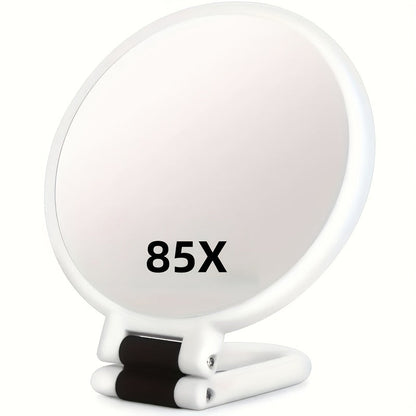 Handheld Magnifying Mirror 85X High Magnification for Makeup – 360° Adjustable Handle, Dual Sided 1X 80X, Colorful Border Compact Portable
