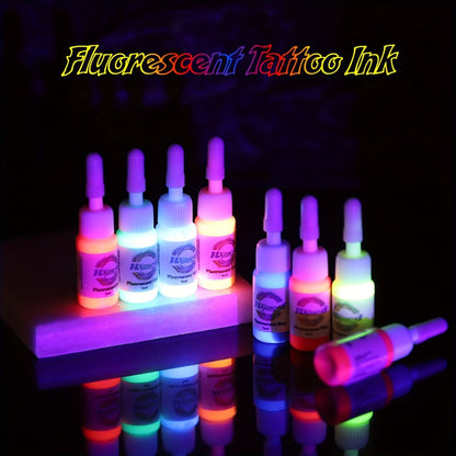 Tattoo Ink 8-Color UV Fluorescent Set with 5ml Bottles and Full Neon Color Range with Item-Specific Color, Capacity and Bottle Choices