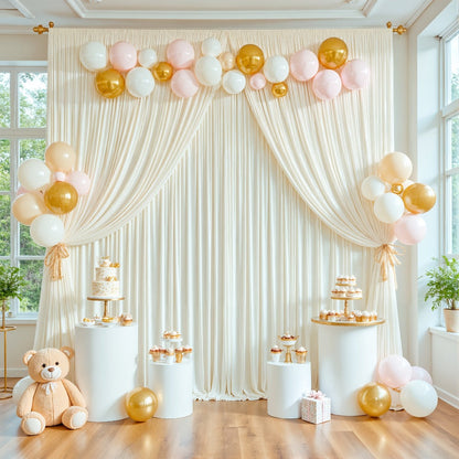 4-Pack 5x10ft Elegant Spandex Photography Backdrop | Wear-Resistant, Wrinkle-Free, Soft & Opaque Party Decoration Banners for Weddings