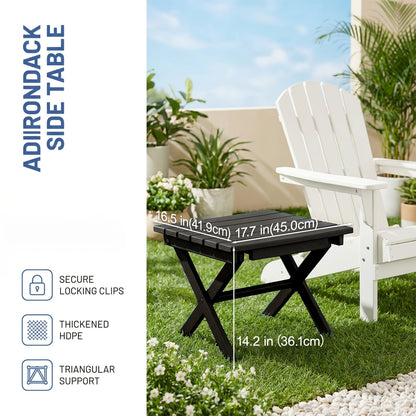 Outdoor Side Table HDPE Collapsible Weather-Resistant Portable End Table for Adirondack Chair, Camping, RV, Poolside & Garden Use