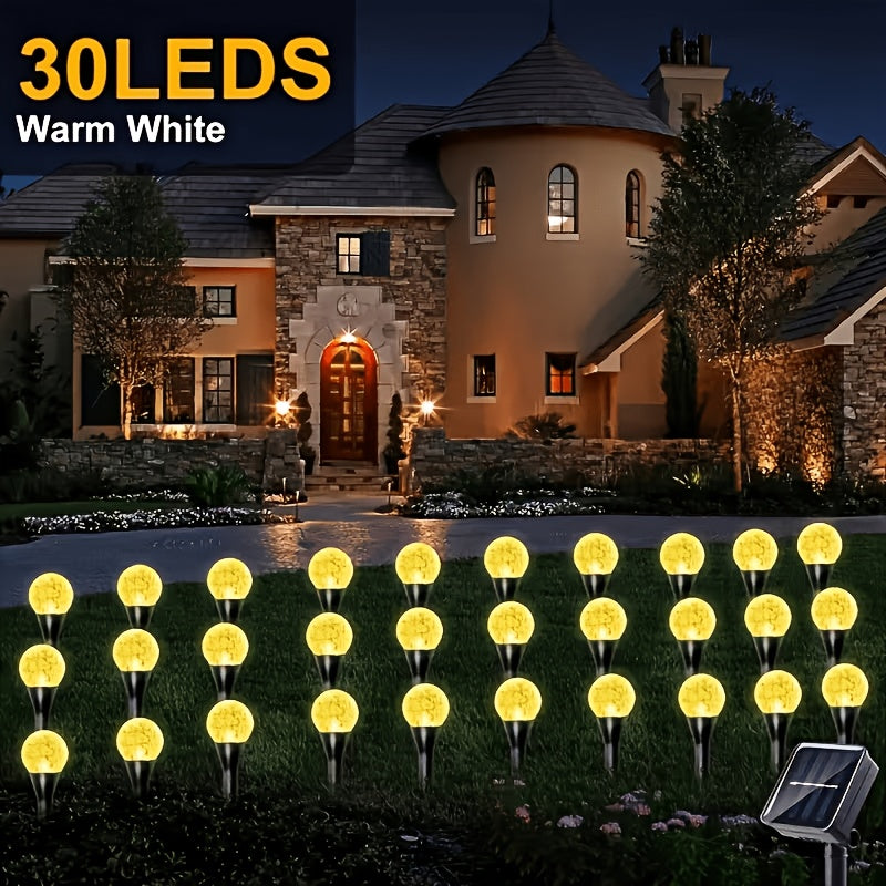 Solar Garden Light Crystal Bubble Ground Stakes 30-Pack with 8 Modes and Two Color Options
