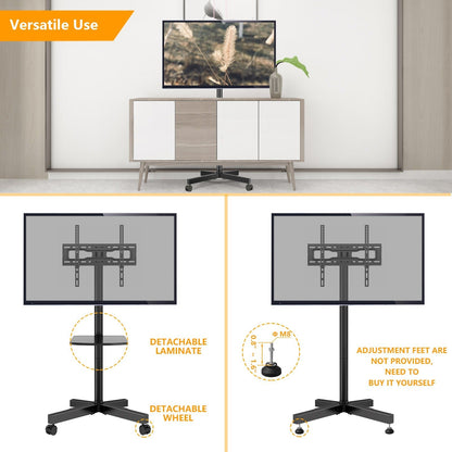 23-Inch Rolling TV Stand with Adjustable Height for Living Room detail image - detail view 4