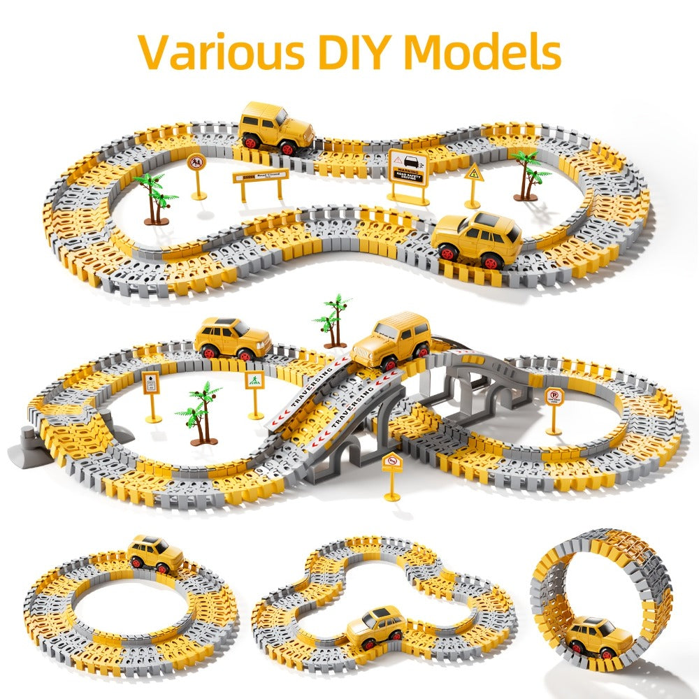236-Piece STEM Race Track Car Toy Set for Kids Ages 3+, Track Splicing & Racing, Engineering Construction Style