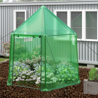 Walk-In Greenhouse All-Weather PE Cover & Frame, Zippered Door Vent Windows, Outdoor Plant Shelter for Garden Yard Balcony