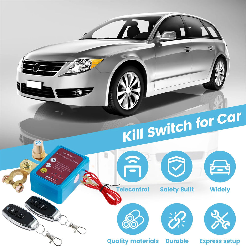 Battery Disconnect Switch Remote 12V 24V 240A – Wireless Kill Switch Auto Cut-Off Magnetic Relay, Anti-Drain Anti-Theft for Car Truck RV ATV